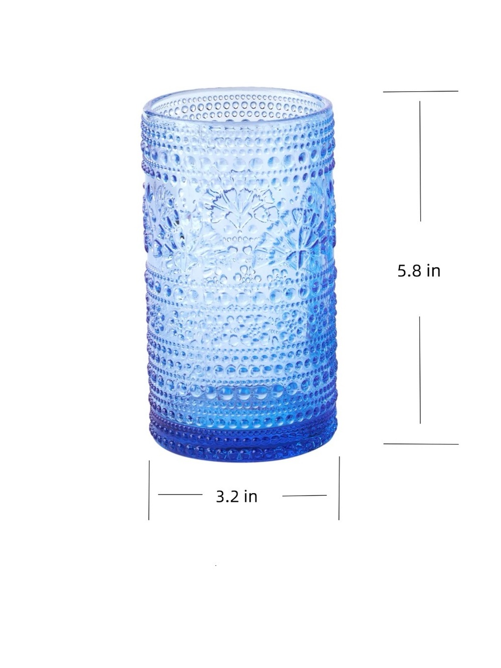 🔥S A L E🔥18oz Pioneer Woman Blue Channing 18oz Glass Tumblers Set of 4 - Picture 3 of 4